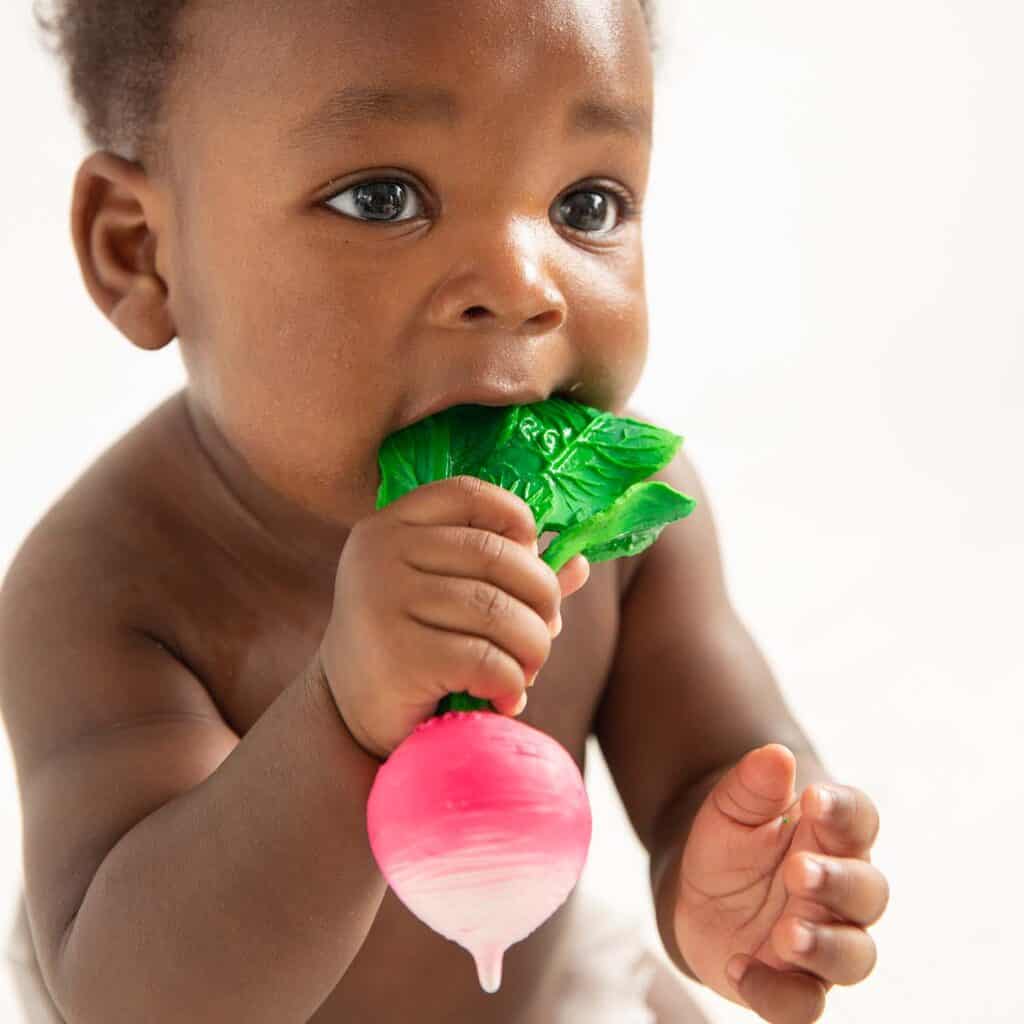 Ramona the Radish Baby Teether Natural Rubber.