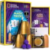 National Geographic Magic Set 5 Tricks Perform Magic Kit Wand Card Cup Balls STEM Educational NatGeo NGEO includes cups, balls, cards, magic wand, thumb tip, and instructions. Perform 5 magic tricks. Designed for STEM learning.