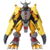 Figure of a humanoid character with yellow armor, red and gray details, and large mechanical claws, resembling a robotic dinosaur.