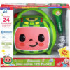 CoComelon-themed Sing-Along MP3 Player with Bluetooth and USB compatibility, featuring a green and red watermelon design and accompanied by a green microphone. Includes 24 favorite kids' songs.