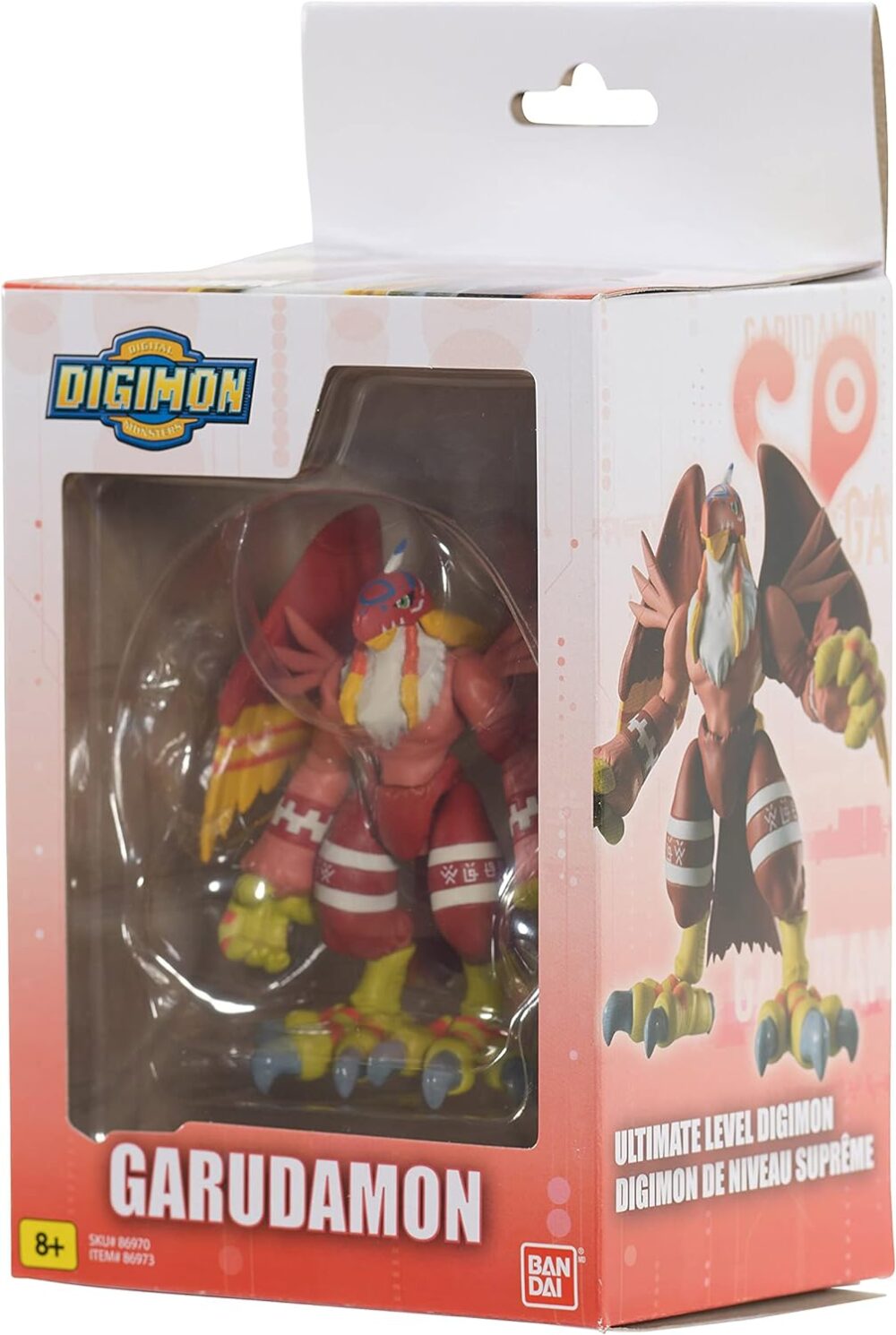 A Digimon Shodo 3.5" Figure in original packaging. The box features the Digimon logo, character image, and branding by Bandai. The figure is described as Ultimate Level Digimon. Suitable for ages 8+.