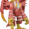 Figure of a Digimon Shodo 3.5" Figure with red feathers, yellow claws, and white markings, standing upright with wings extended.