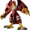 A detailed Digimon Shodo 3.5" Figure of a humanoid bird creature with red feathers, talons, and a white crest. The figure features yellow claws and feet and red and white markings on its thighs.