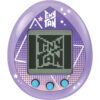 Purple Tamagotchi-style digital pet device with "TinyTAN" branding on the screen, three blue buttons below the screen, and a starry design background.